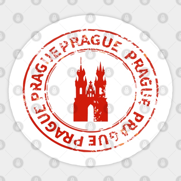 praque stamp t-shirt Sticker by Brainable ART